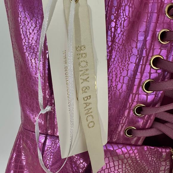 NWT Bronx and Banco Snakeskin Lace-Up Maraya Mini Dress | Pink Purple | SZ XL - Picture 9 of 14